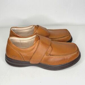 SureFit London Shoes Mens Size 10.5W Brown Leather Loafers Hook Strap Casual
